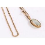 9 carat gold chain link necklace and pendant, the pendant set with a oval cut clear stone, gross