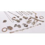 Good collection of Silver and white metal jewellery to include pendants, ring, necklaces, cuff-links
