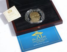 70th Birthday of HRH The Prince of Wales Silver Proof 5oz coin No 16/250. Country of issue –