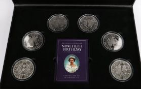 Solomon Islands HM Queen Elizabeth II Ninetieth Birthday Silver Coin Set, $5 silver proof six coin