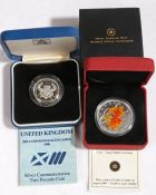 Royal Canadian Mint 2007 silver maple leaf coloured coin, cased, Royal Mint United Kingdom XIII