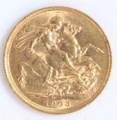 Edward VII sovereign, 1903, George and Dragon