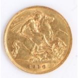 Edward VII half sovereign, 1910, George and Dragon