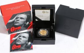 David Bowie 2020 UK Quarter ounce gold proof coin Denomination £25. Issuing authority – United