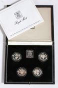 The Royal Mint United Kingdom £1 silver proof piedfort collection 1984-1987, cased