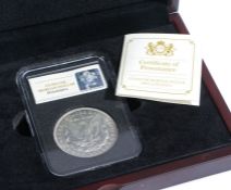 US Silver Morgan Dollar Philadelphia. Diameter 38.10mm. Weight 26.73g. Metal 900/1000 Silver.