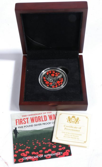 The Centenary First World War Five Pound Silver Proof Coin Country of issue – Jersey. Year of