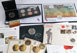 World War I and II related coin sets, to include British Legion 2016 Battle of the Somme