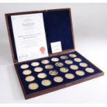 Set of 24 gold plated copper coins depicting the "Most Expensive Coins in the World", all capsulated