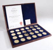 Set of 24 gold plated copper coins depicting the "Most Expensive Coins in the World", all capsulated