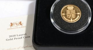 2020 Laurel gold proof coin Metal 22 carat gold. Year of issue 2020. Country of issue – Tristan da
