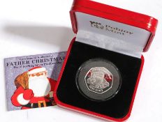 Father Christmas Proof Sterling Silver Piedfort 50p Diameter 27.30mm. Weight 16.00 gms. Issue