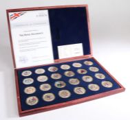 The Royal Regiments, set of 24 gold plated coins with polychrome printed detailing, all capsulated