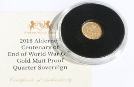 2018 Alderney Centenary of End of World War One gold matt proof quarter sovereign Metal 22 carat