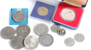 Coins to include George V 1935 "rocking horse" crown, Napoleon III 5 francs, three Italian Emanuelle
