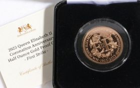 2023 Queen Elizabeth II Coronation Anniversary half ounce gold proof coin – first strike Metal 22