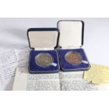 Two Ipswich Coin Club silver and bronze medallions depicting "The Storming of Ipswich in AD991 by 93