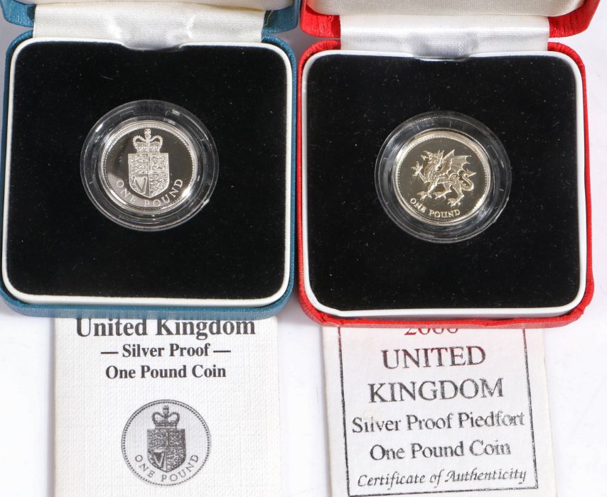 The Royal Mint United Kingdom silver proof one pound coin 1988, cased with certificate, The Royal