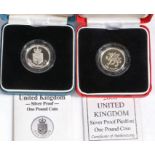 The Royal Mint United Kingdom silver proof one pound coin 1988, cased with certificate, The Royal