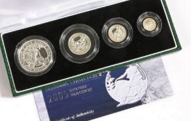 The Royal Mint 2005 Britannia silver proof four coin set, cased with certificate
