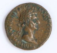 Roman coin, Nerva, Sestertius, 96-97, laureate head right, rev. Fortuna standing left, holding