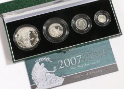 The Royal Mint 2007 Britannia silver proof four coin set, cased with certificate
