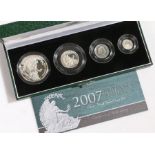 The Royal Mint 2007 Britannia silver proof four coin set, cased with certificate