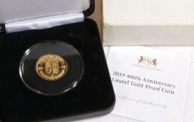 2019 400th Anniversary Laural gold proof coin Metal 22 carat gold. Year of issue 2019. Edition limit