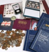 Collection of GB and world coins, to include 1994 silver proof two pound coin, pennies, three