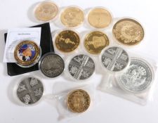 Commemorative coins to include four gilt coins from "The Crown Jewels" series, three coins from "The
