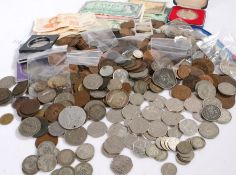 Collection of coins and banknotes, to include commemorative crowns, Canada Dollars,  pennies, half