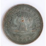 Australia, copper token, 1862, AUSTRALIA  ADVANCE above a tree 1862 below, reverse VICTORIA 1862