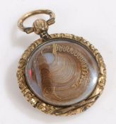 Queen Anne Interest, 19th Century mourning pendant, with hair to the front of the circular