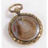 Queen Anne Interest, 19th Century mourning pendant, with hair to the front of the circular