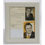 Signed autograph photograph of Peter Sellers and Harry Secombe,  with a letter from Peter Sellers