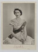 Queen Elizabeth II (Elizabeth Alexandra Mary, born 21 April 1926) three-quarter length portrait of