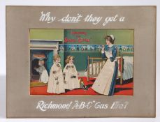 Rare late Victorian full colour three dimensional show card, advertising 'Richmond A.B.C. Gas