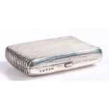 The Shipwreck S.S. Colima, Birmingham 1887, a silver cigarette case with a ribbed body, engraved