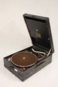 HMV wind-up portable gramophone