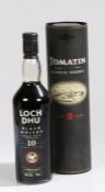 Loch Dhu 'The Black Whisky' single malt scotch, produced and distilled by Mannochmore distillery,