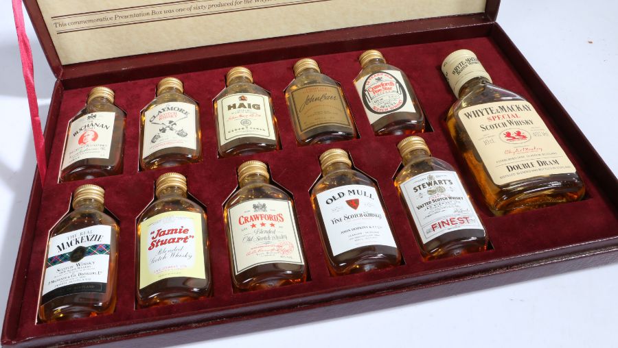 The Whyte & Mackay Portfolio, presentation box containing ten miniatures and a double dram of Scotch