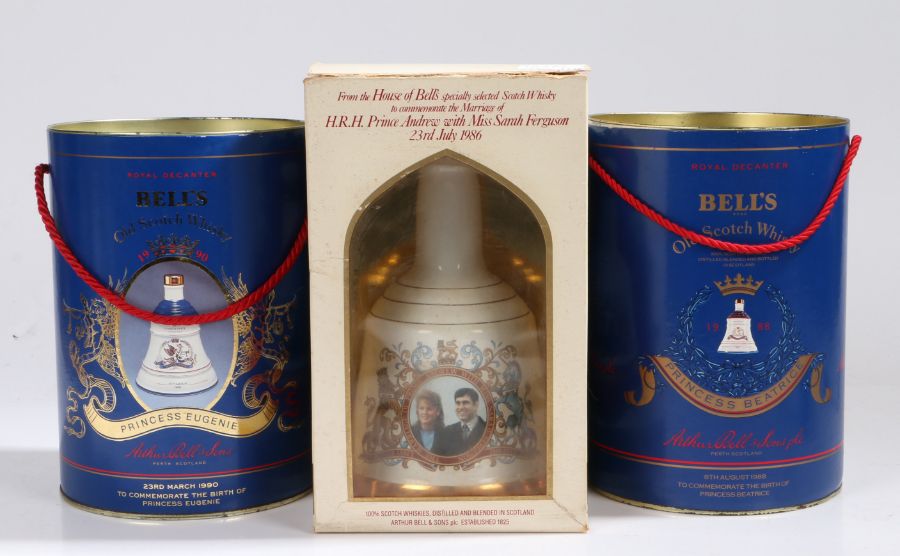 Bells Eight Year Old Scotch Whisky in commemorative decanters: Marriage of Prince Andrew & Sarah