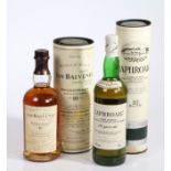 The Balvenie Founders Reserve aged 10 years single malt whisky, Laphroaig unblended Islay malt