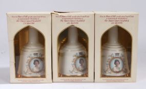 Three Bells Eight Year Old Scotch Whisky commemorative decanters: 60th Birthday of Queen Elizabeth