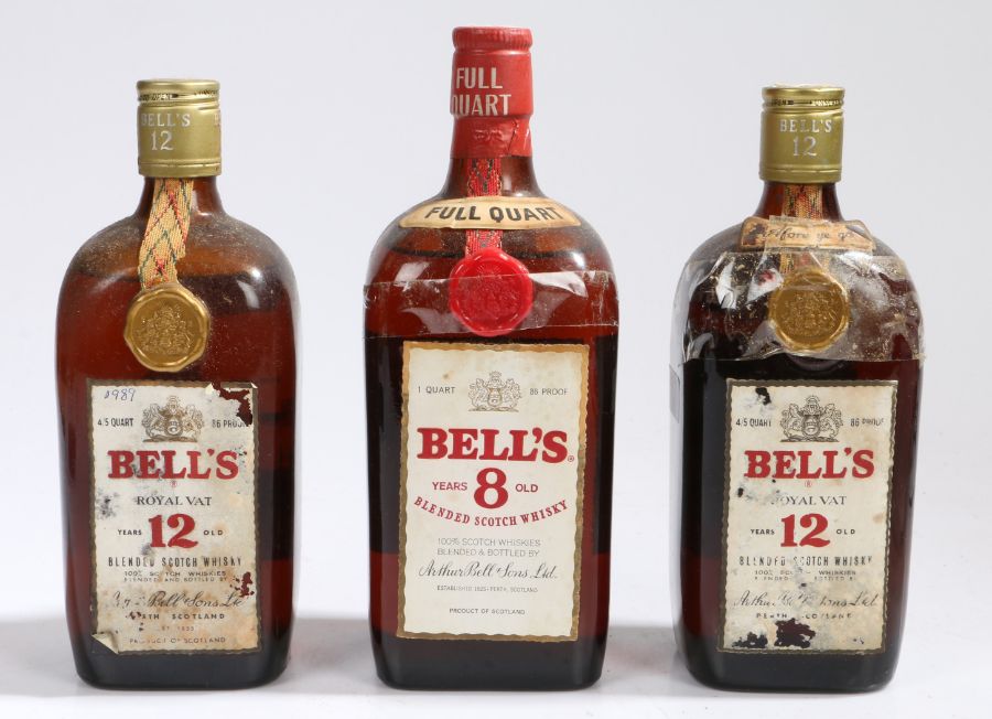 Two Bell's Royal Vat 12 Years Old Blended Scotch Whisky 4/5 Quart bottles, 86 Proof; together with