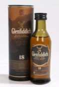 Glenfiddich Single Malt Scotch Whisky miniature, 18 Years Old, 40% vol. 5cl, in tube box.