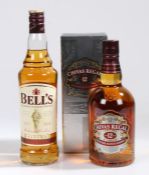 Bottle of Bell's Blended Scotch Whisky, and a bottle of twelve year old Chivas Regal Blended