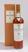 The Macallan Single Malt Highland Scotch Whisky, 10 Years Old, 40% vol. 70cl. boxed