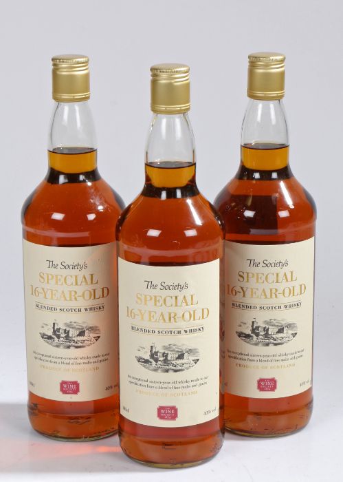 Three bottles of the Wine Society's Special 16-Year-Old Blended Scotch Whisky, 40% vol. 100cl (3)