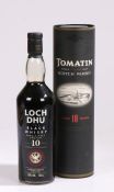 Loch Dhu 'The Black Whisky' single malt scotch, produced and distilled by Mannochmore distillery,